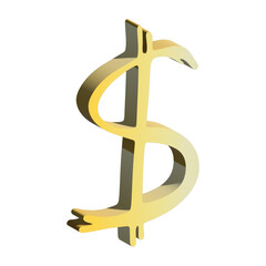 3d dollar currency symbol. Single element for design