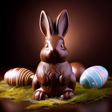 dark chocolade Easter bunny AI generated