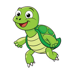 Obraz premium Cute Cartoon Turtle Walking Illustration
