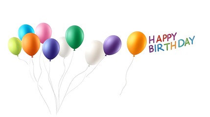 Happy birthday balloons celebration party colorful festive decoration isolated on white background image