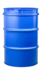 Blue plastic barrel for industrial use, on Png Format and Transparent Background