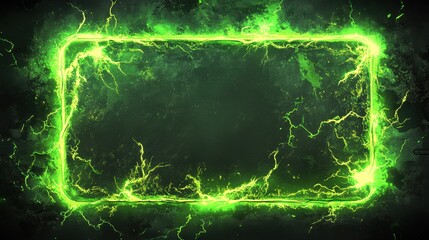 Glowing Green Energy Frame on Dark Background - Abstract Digital Art