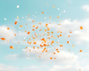 Orange Confetti Explodes in Sky.