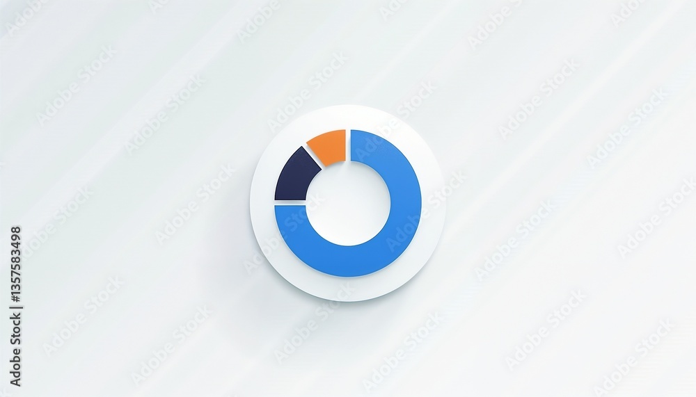 Aufkleber abstract pie chart design with blue and orange segments on a minimalistic background