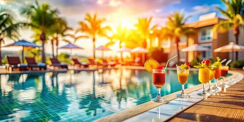 Fototapeta premium Miniature Poolside Bar: Fun Summer Relaxation, Tilt-Shift Photography