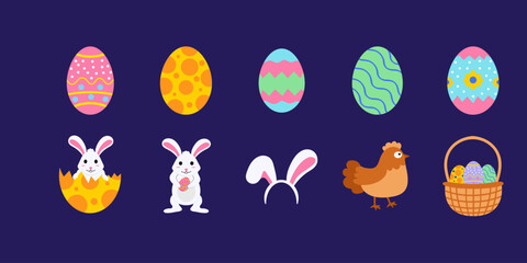 Easter day element vector design set. Vector Illustration Clipart object design collection element for celebrate Easter day