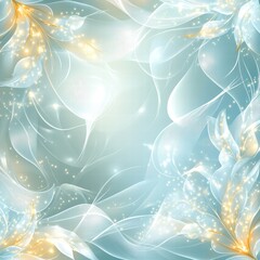 Celestial Floral Dreamscape Soft Blue and Gold Abstract Flower Background