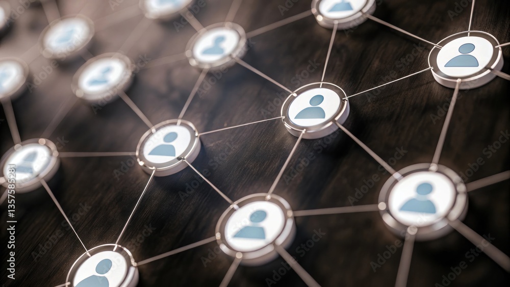Poster a network of connected people. the image portrays a visual representation of connections and relatio