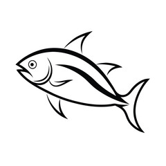 Vector illustration of fish and shark in the ocean