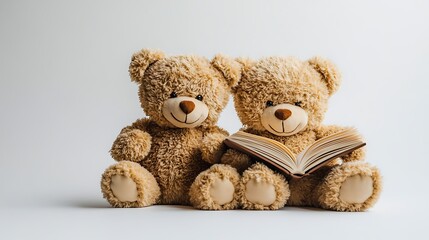 Obraz premium Teddy Bears Reading Book