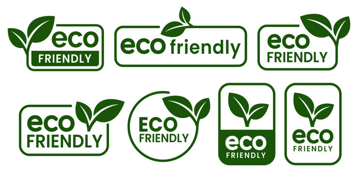 Set of eco friendly icons. Ecologic food stamps. Organic natural food labels.