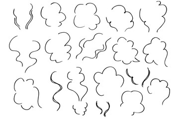 シンプルな手描きの湯気イラスト素材　ベクター