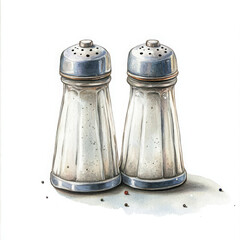 Two salt shakers stand ready, imparting culinary delight