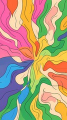 Abstract Art Bursting Colors Graphic Illustration with Wavy Lines