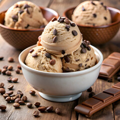 Coffee and Chocolate Ice Cream with Chocolate Chips