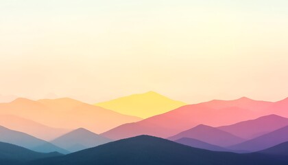 Pastel Mountain Range Sunset.