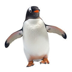 Lively Penguin on an Icy Shore isolated on transparent background