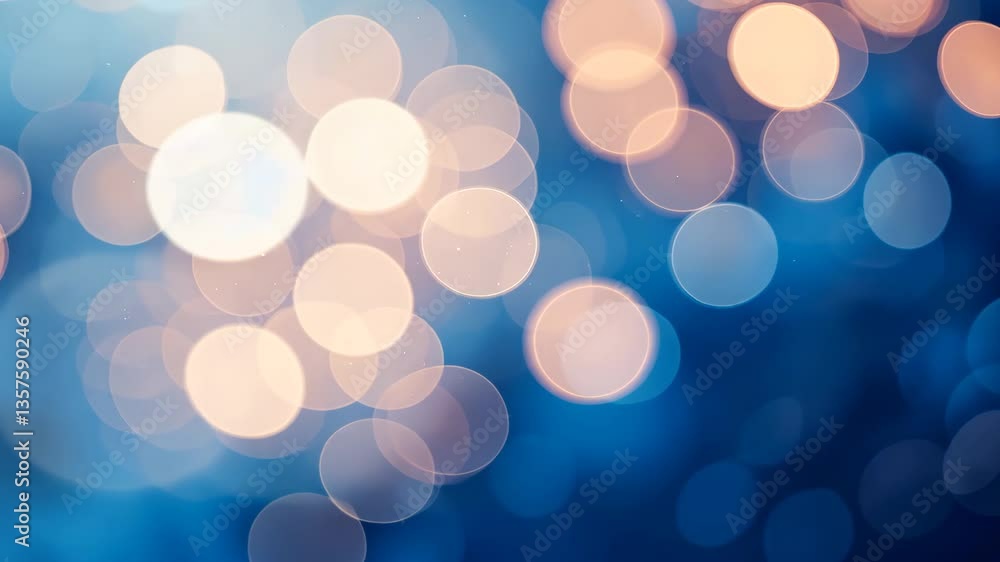 Poster abstract bokeh background of blue and orange circular light orbs forming glowing texture