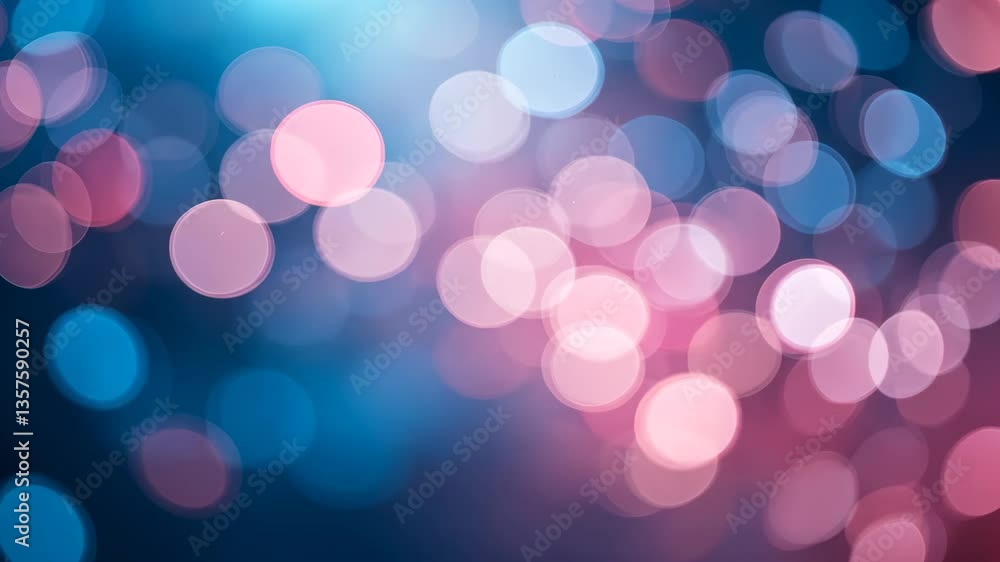 Poster abstract bokeh background of blue and pink lights with blurred circles and soft focus