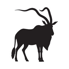 Addax Silhouette Vector - Stunning and Distinctive African Wildlife Symbol for Print and Digital Creations - Addax Vector - Addax Icon - Addax Illustration

