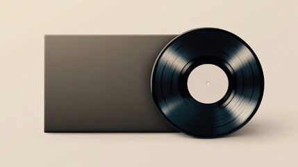 Stylish Vinyl Record Next to a Minimalist Display Case