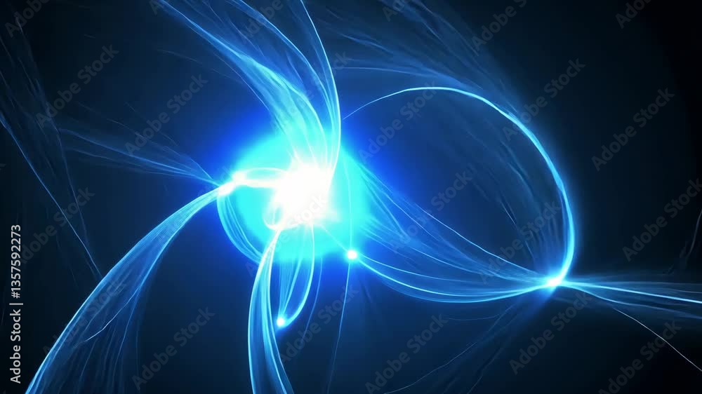 Poster abstract blue technology background with glowing light elements generative ai