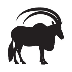 Addax Silhouette Vector - Elegant and Bold Desert Wildlife Symbol for Safari and Western-Themed Artwork - Addax Vector - Addax Icon - Addax Illustration

