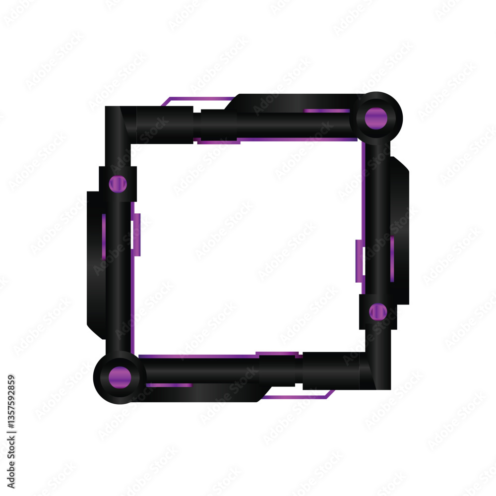 Poster square futuristic border frame avatar game design