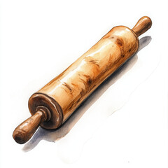 Fototapeta premium illustration of rolling pin, rustic tool looks vintage