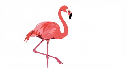 Fototapeta premium Stylized vector illustration of a vibrant pink flamingo on white backdrop