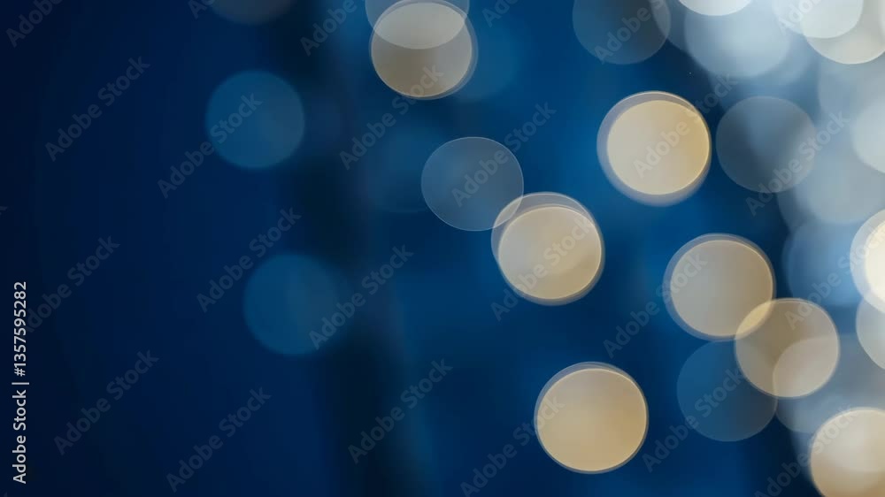 Poster abstract bokeh background of soft glowing circles against deep blue backdrop
