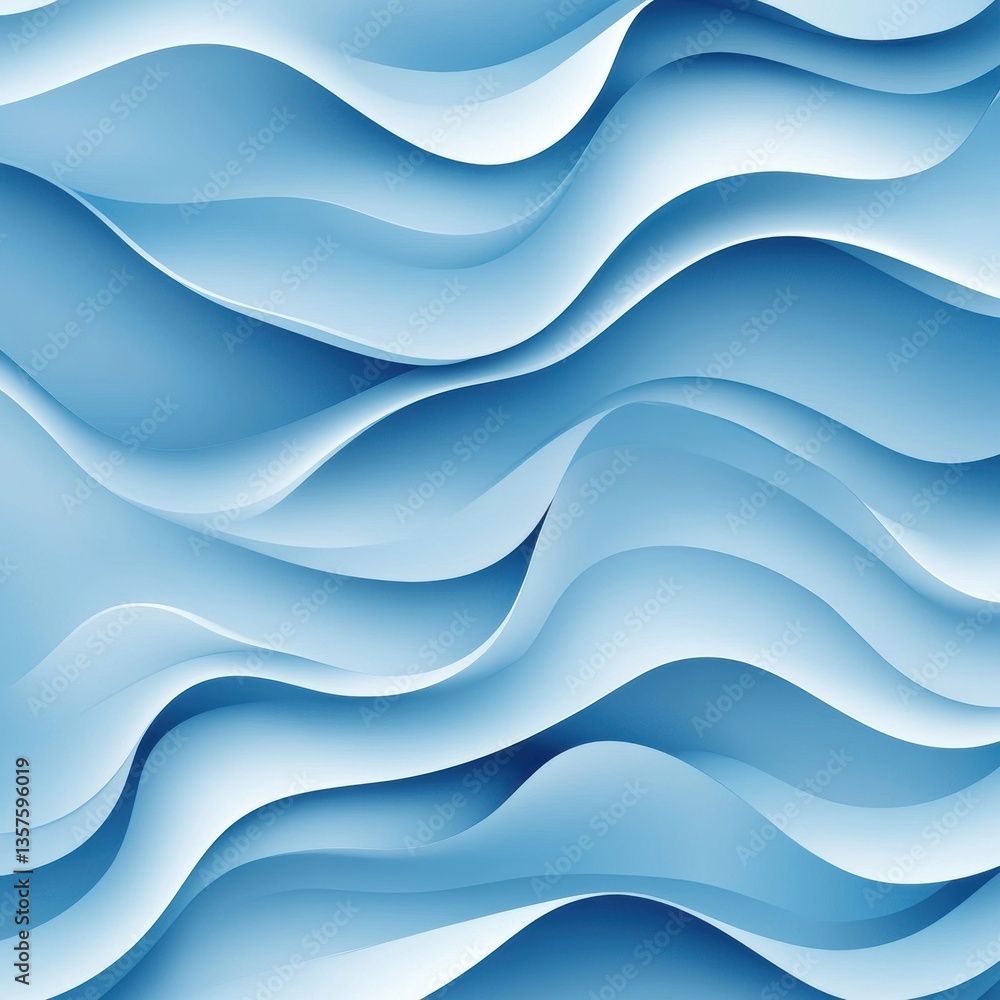 Poster Fluid organic wave pattern featuring soft blue gradients with a modern and futuristic aesthetic suitable for various design applications Generative AI