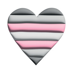 Colorful heart shape Demigirl pride flag Happy pride day LGBTQ community Pride Month Vector 3d clipart for posters, stickers, logo, cards