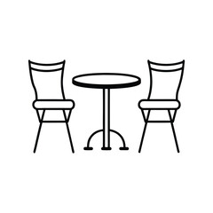 Obraz premium Small outdoor table two chairs line art vector illustration