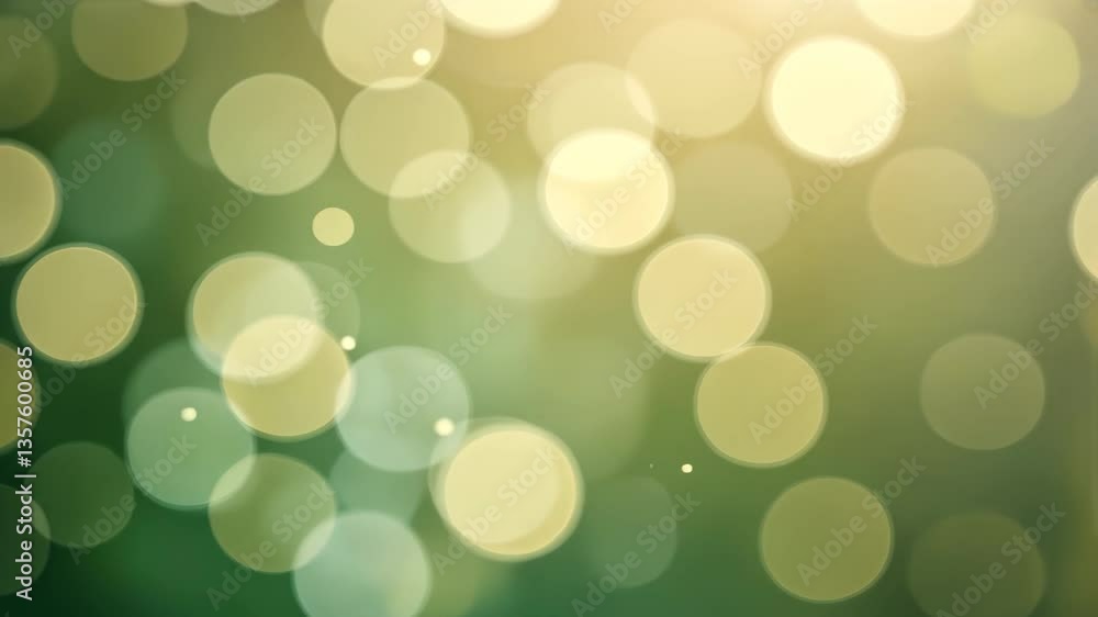 Poster abstract bokeh background with blurred circles and gradient colors green yellow hues with soft focus
