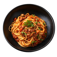 spaghetti with seafood isolated on transparent background