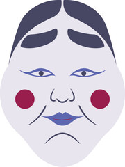 Traditional Japanese Okame mask  symbol of luck and female spirit in folklore