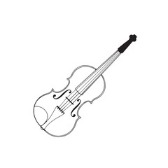Black and white illustration, violin sketch, stringed instrument
