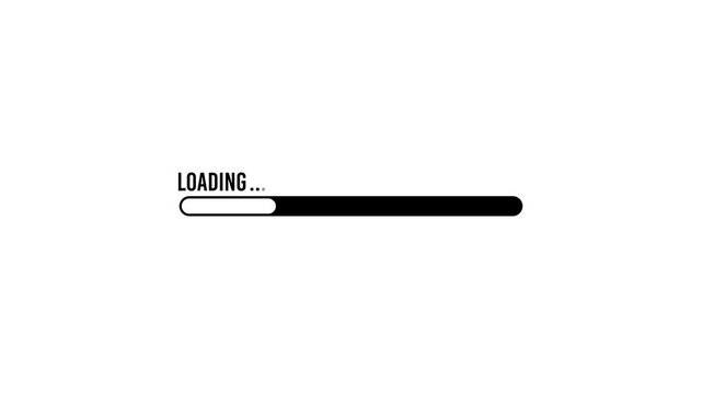 Creative horizontal loading progress bar animation with loading text. Smooth downloading progress animation concept