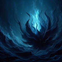 Obraz premium Abyssal Flame A deep blue black fire that burns underwater often