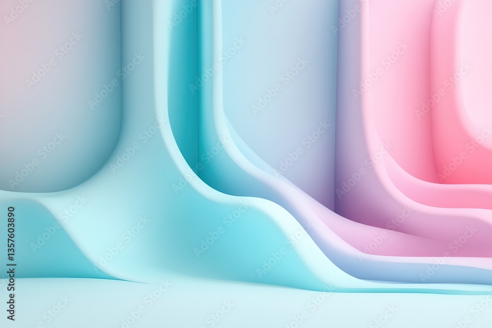 Poster colorful abstract curves create a serene atmosphere in a minimalist backdrop