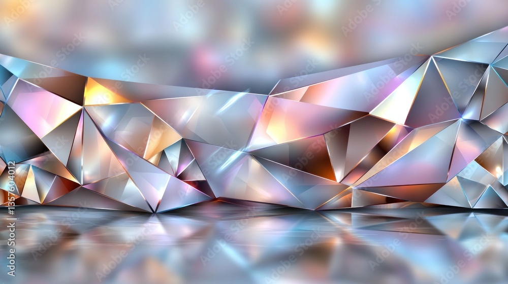 Aufkleber abstract geometric background with colorful reflections and light effects in a modern setting