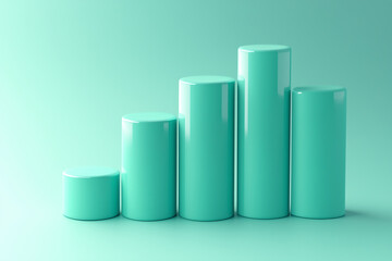 3D teal bar chart icon