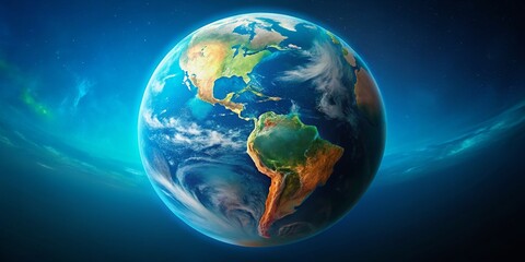 Naklejka premium Minimalist Earth: Blue Marble Planet, Space, Globe, World, Environmental Conservation