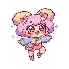 Adorable Kawaii Girl Character Illustration Vector Art