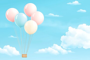 Obraz premium Pastel Balloons Soar Sunny Sky.