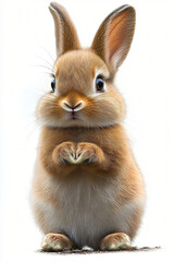 Obraz premium A cute brown bunny illustration perfect for spring-themed designs, Easter celebrations, or children's projects featuring innocence and joy.