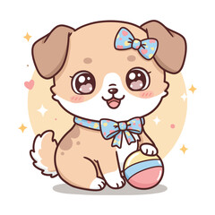 Adorable Cartoon Puppy with Easter Egg Cute Dog Illustration