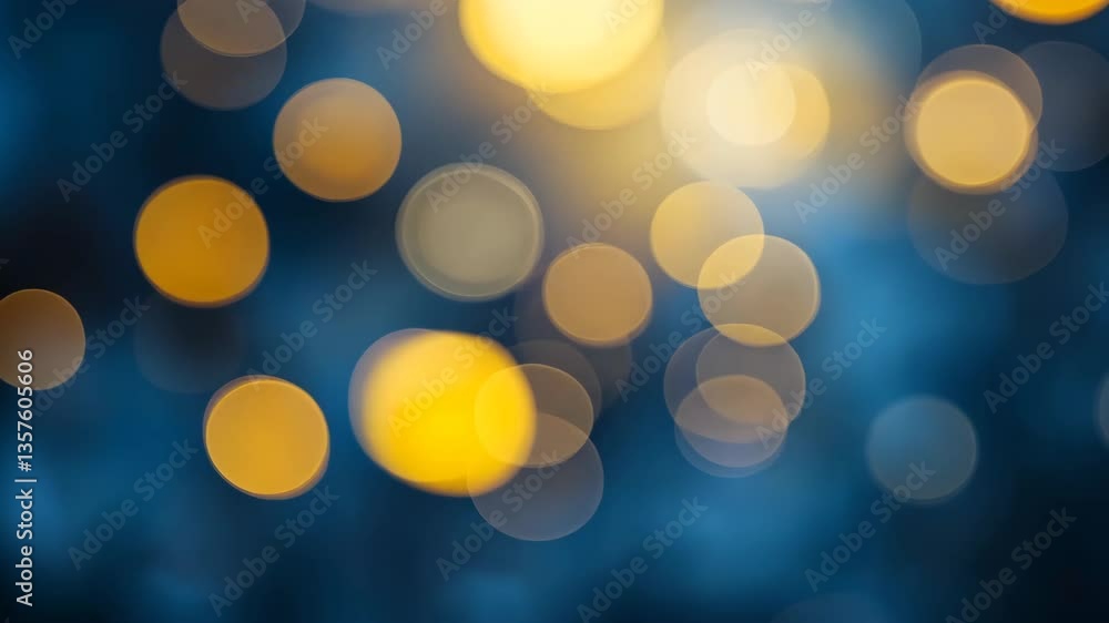 Poster abstract bokeh background with golden and blue circular lights