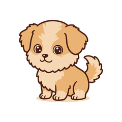 Adorable Fluffy Puppy Cute Cartoon Dog Illustration